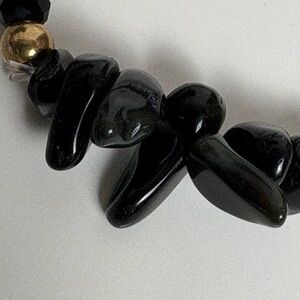 Onyx Stone and  Black Faceted Glass Beaded Bracelet
